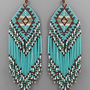 Rhombus Seed Bead Tassel Earrings